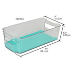 Load image into Gallery viewer, Home Basics 6&quot; x 15&quot; Multi-Purpose Plastic Fridge Bin with Rubber Lining, Turquoise $4 EACH, CASE PACK OF 12
