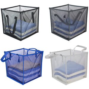 Home Basics Breathable Micro Mesh Collapsible Laundry Cube with Handles - Assorted Colors
