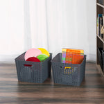 Load image into Gallery viewer, Home Basics Crossweave  14&quot; x 11.5&quot; x 8.75&quot; Multi-Purpose Stackable Plastic Storage Basket, (Pack of 2) - Assorted Colors
