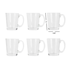 Home Basics Collins 9 oz Glass Mug Set, (Pack of 6), Clear $8 EACH, CASE PACK OF 6