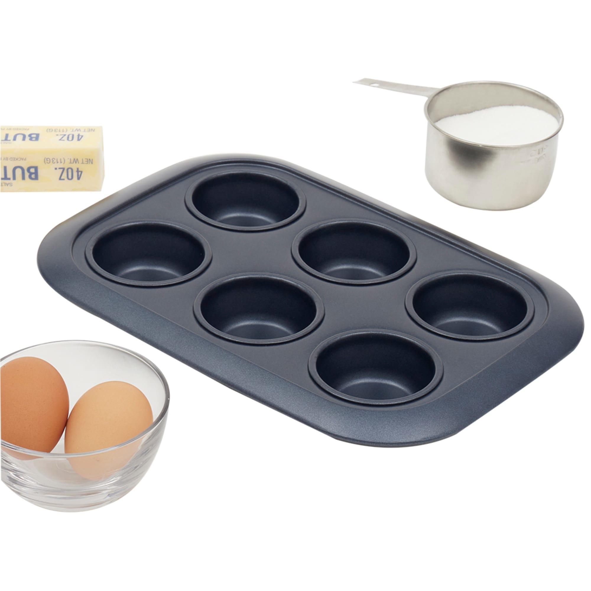 Michael Graves Design Textured Non-Stick 6 Cup Carbon Steel Muffin Pan, Indigo $5.00 EACH, CASE PACK OF 12