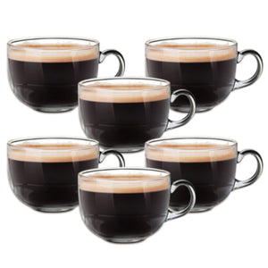 Home Basics 6 Pack of Oversized Dishwasher Safe 13.5 Oz. Glass Mugs, Clear $8 EACH, CASE PACK OF 6