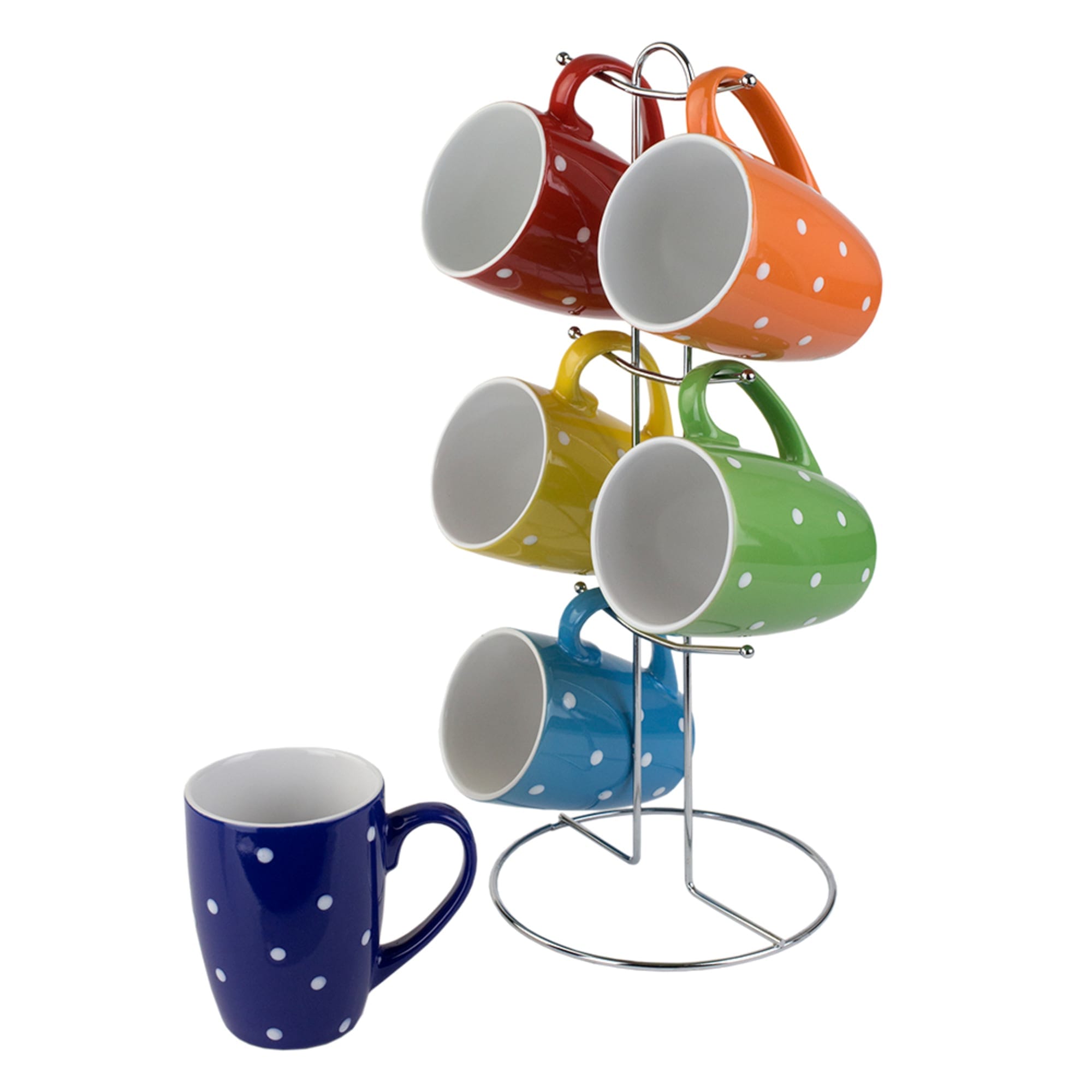 Home Basics 6 Piece Polka Dot Mug Set with Stand $12.00 EACH, CASE PACK OF 6