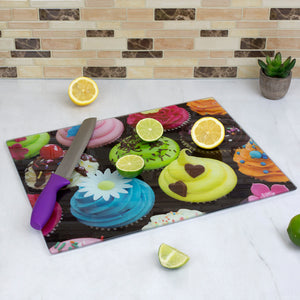 Home Basics Pastry 12" x 16" Printed Tempered Glass Cutting Board - Assorted Colors