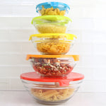 Load image into Gallery viewer, Home Basics 5 Piece Glass Bowl Set with Plastic Colorful Lids $5 EACH, CASE PACK OF 12
