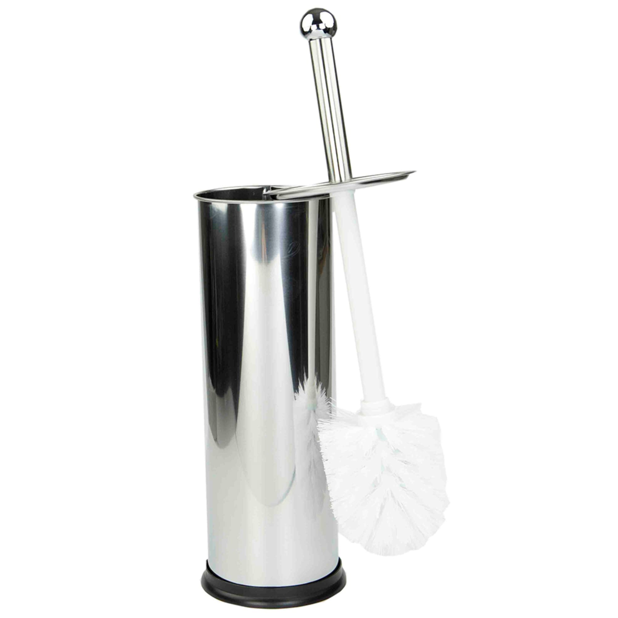 Home Basics Hide-Away and Splash Proof Polished Stainless Steel Toilet Brush with Non-Skid Hygienic Holder, Silver $6.00 EACH, CASE PACK OF 12
