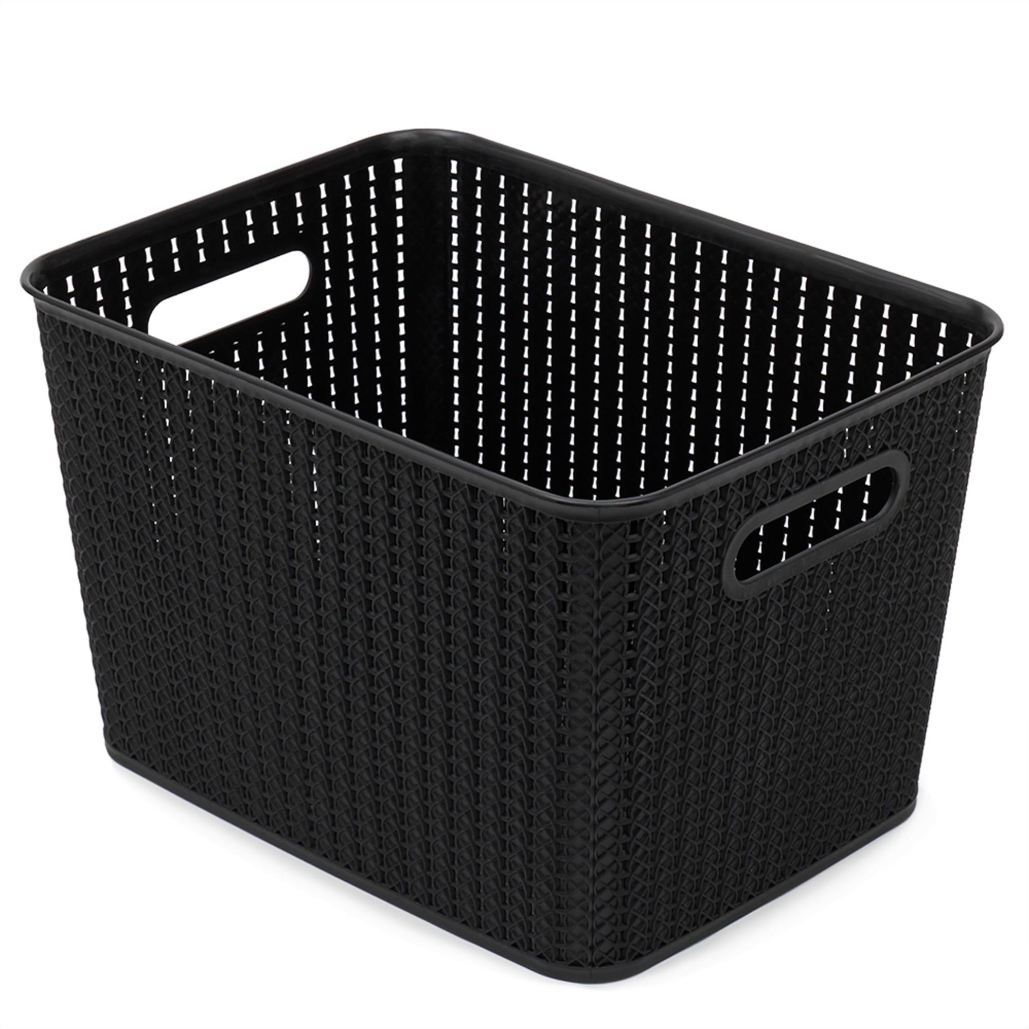 Home Basics 20 Liter Plastic Basket With Handles, Black $6 EACH, CASE PACK OF 4