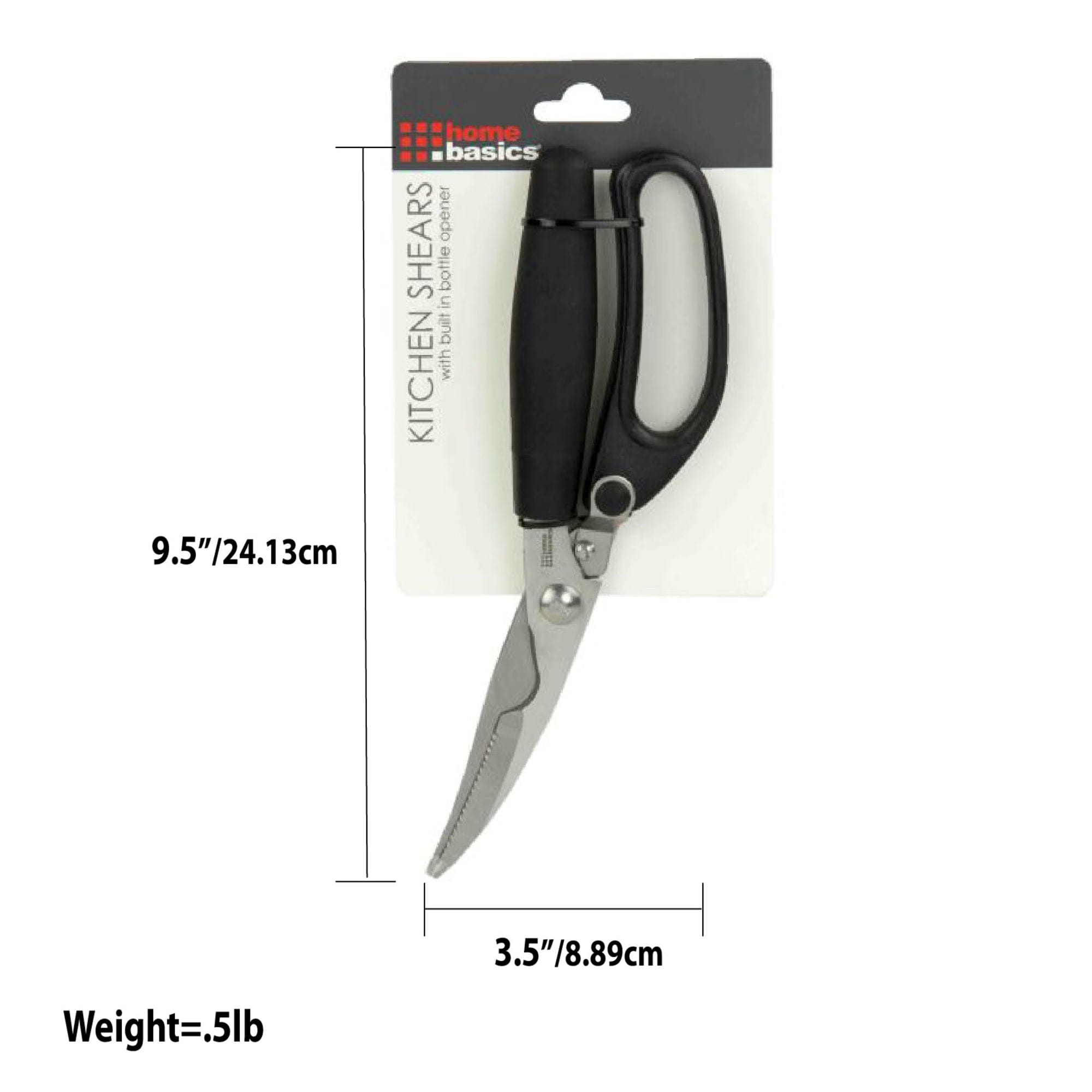 Home Basics Poultry Shears with Non-Slip TRP Coated Handles, Black $5.00 EACH, CASE PACK OF 24