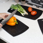 Load image into Gallery viewer, Home Basics 3 Piece Double Sided Granite  Look  Non-Slip Plastic Cutting Board Set with Deep Juice Groove and  Easy Grip Handle, Black $10.00 EACH, CASE PACK OF 6
