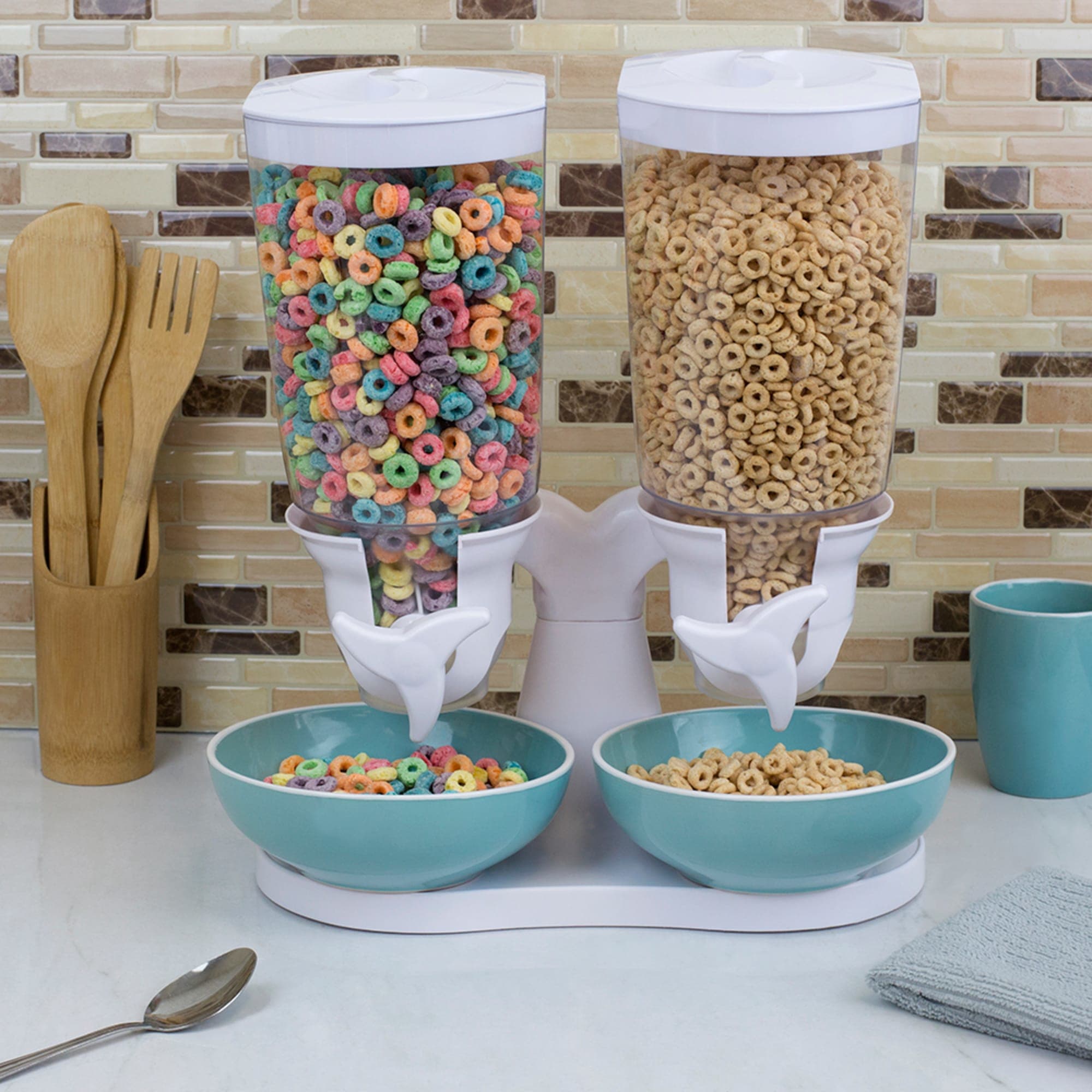 Home Basics Double Cereal Dispenser, White $12.00 EACH, CASE PACK OF 6