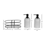 Load image into Gallery viewer, Home Basics 2 Piece Embossed Glazed Ceramic Soap Dispenser with Dual Compartment Metal Rack, White $10.00 EACH, CASE PACK OF 6
