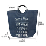 Load image into Gallery viewer, Home Basics Laundry Guide Canvas Hamper Tote with Soft Grip Handles, Navy $12 EACH, CASE PACK OF 6
