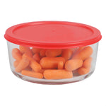 Load image into Gallery viewer, Home Basics Round 55 oz. Glass Food Storage Container with Red Lid, Clear $5.00 EACH, CASE PACK OF 12
