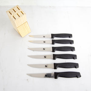 Home Basics 6 Piece Stainless Steel Steak Knife Set with All Natural Wood Display Block $4.00 EACH, CASE PACK OF 12
