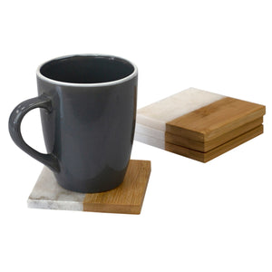 Home Basics Bamboo and Absorbent Decorative Beverage  Square  Marble Coasters, (Set of 4) $5.00 EACH, CASE PACK OF 16