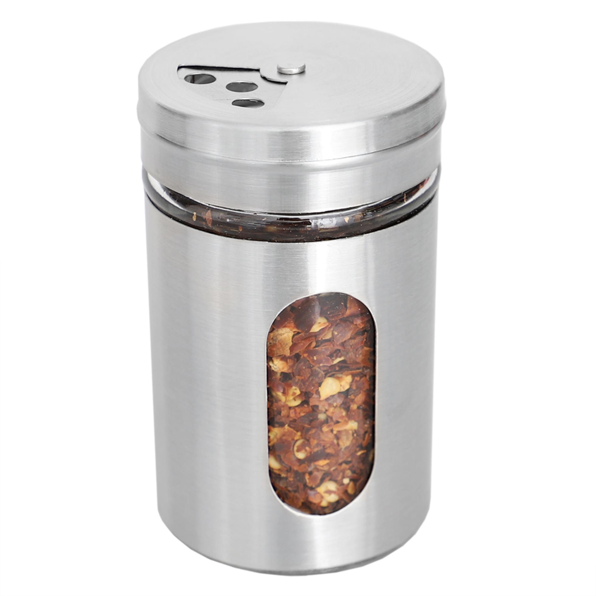 Home Basics 4 oz. Stainless Steel Shaker with Glass Window, Silver $1.25 EACH, CASE PACK OF 48
