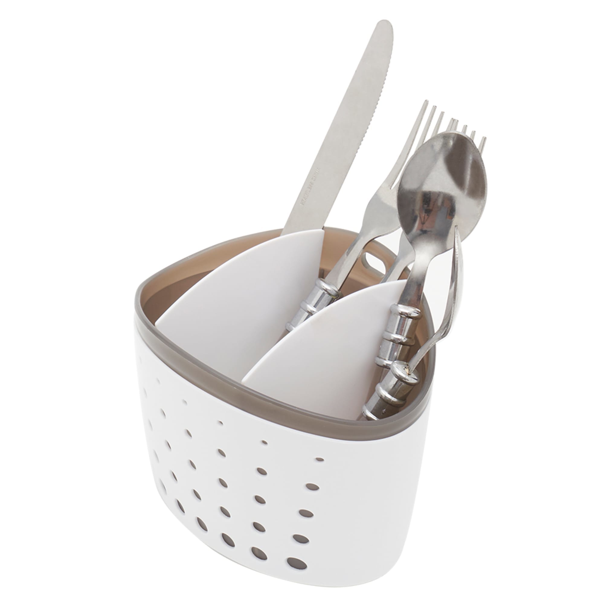 Home Basics 3 Section Perforated Plastic Cutlery Holder with Removable Inserts, White $2.50 EACH, CASE PACK OF 24