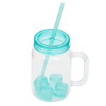 Load image into Gallery viewer, Home Basics 17 oz Mason Jar Mug with Straw and Ice Cubes - Assorted Colors
