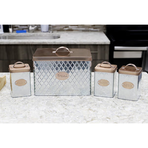 Home Basics Arbor 4 Piece Tin Counter Storage, Silver $20.00 EACH, CASE PACK OF 4