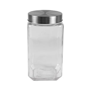 Home Basics 40oz. Square Glass Canister with Twist-On Lid, Clear