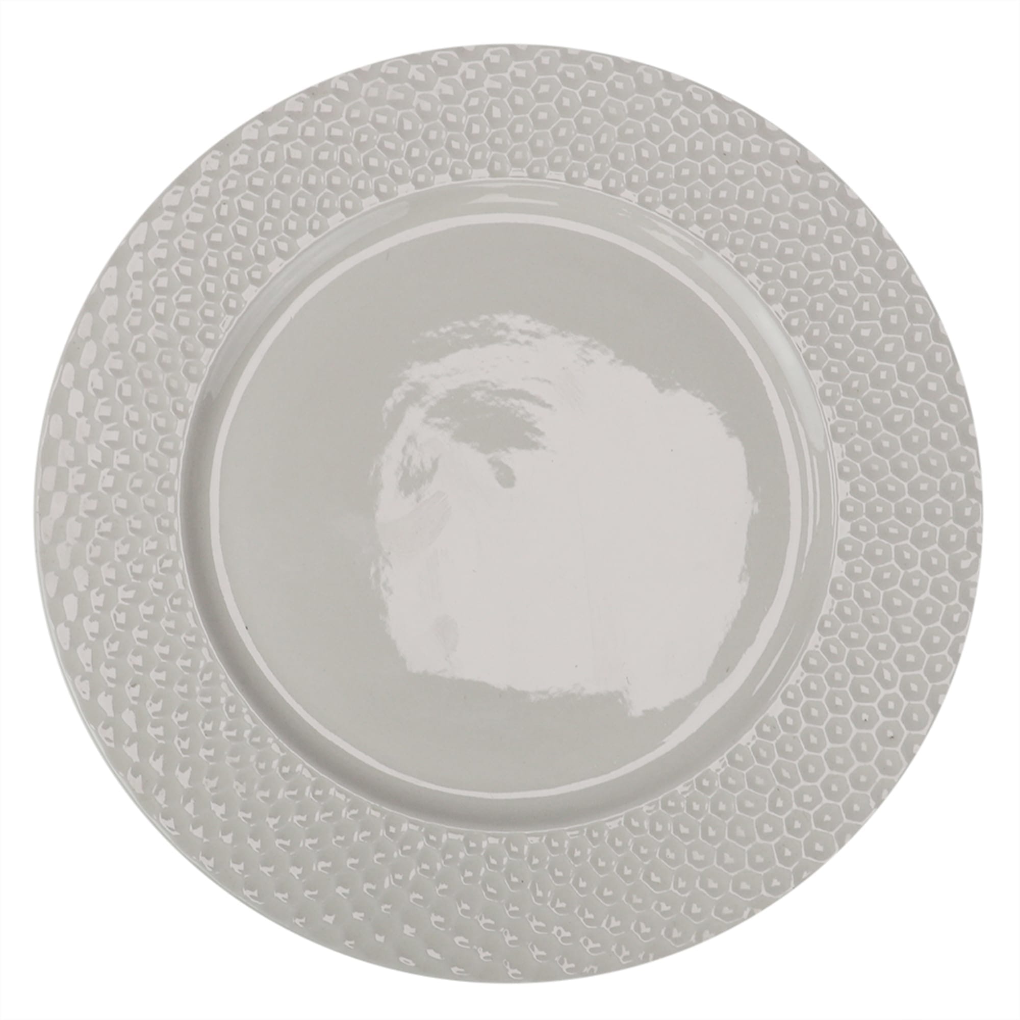 Home Basics Embossed Honeycomb 10.5" Ceramic Dinner Plate, White $3.00 EACH, CASE PACK OF 24