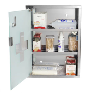 Home Basics 3 Shelf Frosted Glass Surface Mount Medicine Cabinet with Keys, Silver $25.00 EACH, CASE PACK OF 4