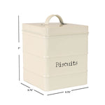 Load image into Gallery viewer, Home Basics Biscuits 2.8 LT Large Vintage Retro Enamel High Strength Tin Square Canister with Tight-Fit Lid and Easy Lift Handle, Ivory $6.00 EACH, CASE PACK OF 8
