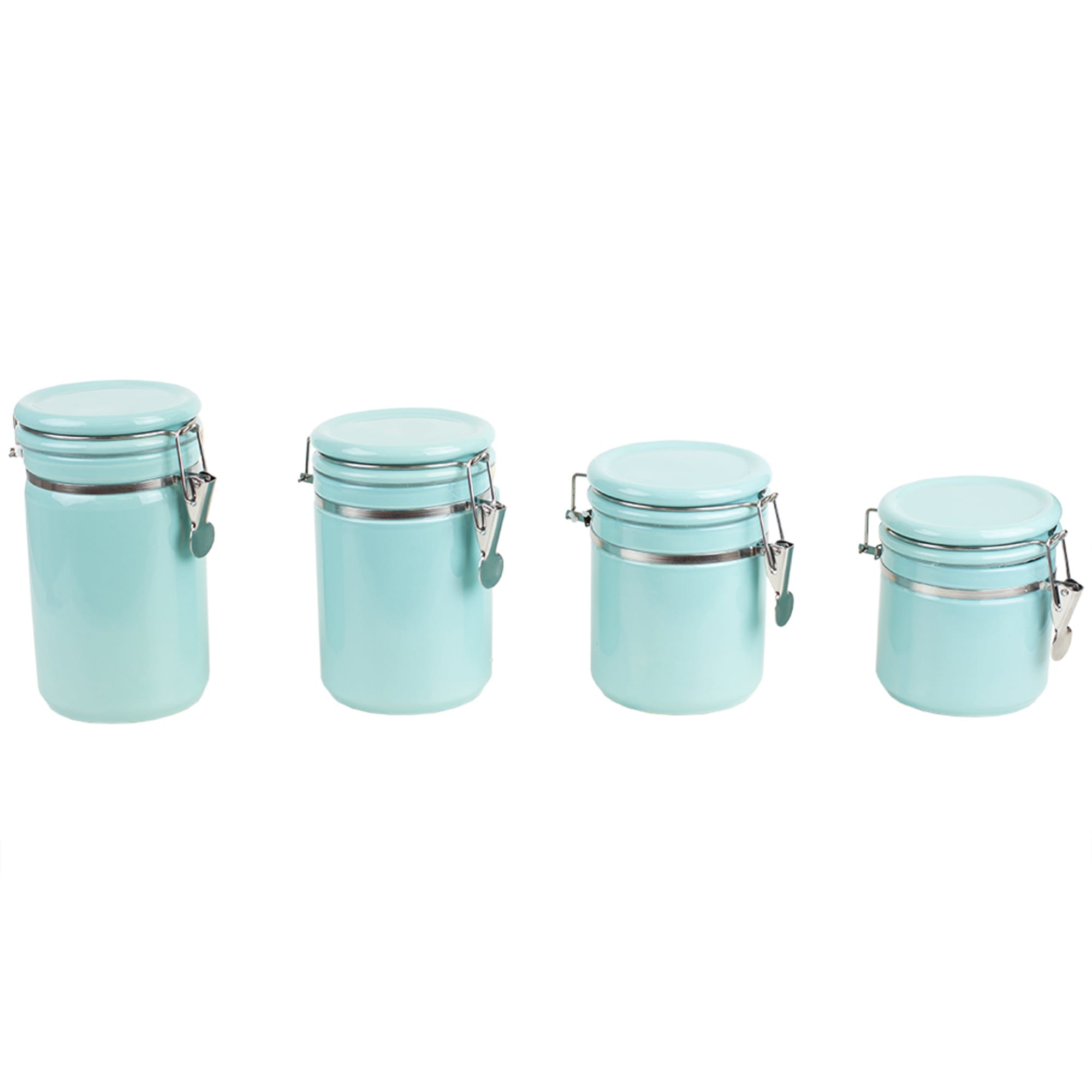 Home Basics 4 Piece Ceramic Canister Set with Wooden Spoons, Turquoise $20.00 EACH, CASE PACK OF 2