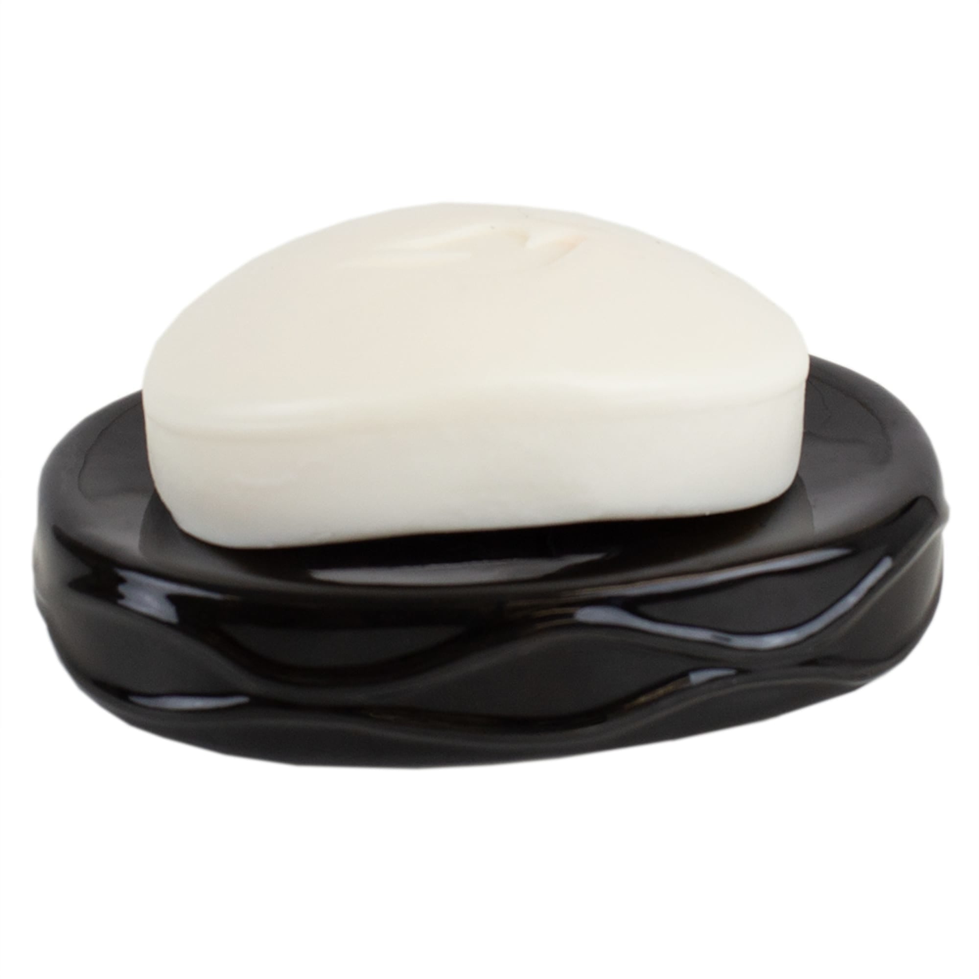 Home Basics Curves 4 Piece Ceramic Bath Accessory Set, Black $10 EACH, CASE PACK OF 12