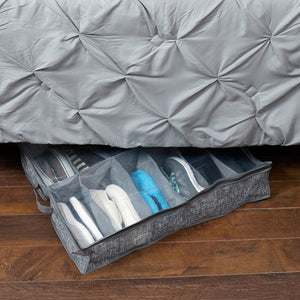 Home Basics Graph Line Non-Woven 12 Pair Under the Bed Shoe Organizer with Clear Top, Grey $5.00 EACH, CASE PACK OF 12
