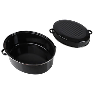 Home Basics Deep Oval Natural Non-Stick 16” Enameled Carbon Steel Roaster Pan with Lid, Black $30.00 EACH, CASE PACK OF 2