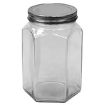 Load image into Gallery viewer, Home Basics 37 oz. Medium Hexagonal Glass Canister, Clear $2.50 EACH, CASE PACK OF 12
