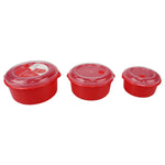 Load image into Gallery viewer, Home Basics Microwave Safe Plastic Round Food Storage Containers, (Pack of 3), Red $4 EACH, CASE PACK OF 12
