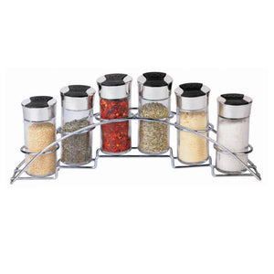 Home Basics Ultra Sleek Half Moon Steel Seasoning and Herbs Organizing Spice Rack with 6 Empty Glass Spice Jars, Chrome $5.00 EACH, CASE PACK OF 12