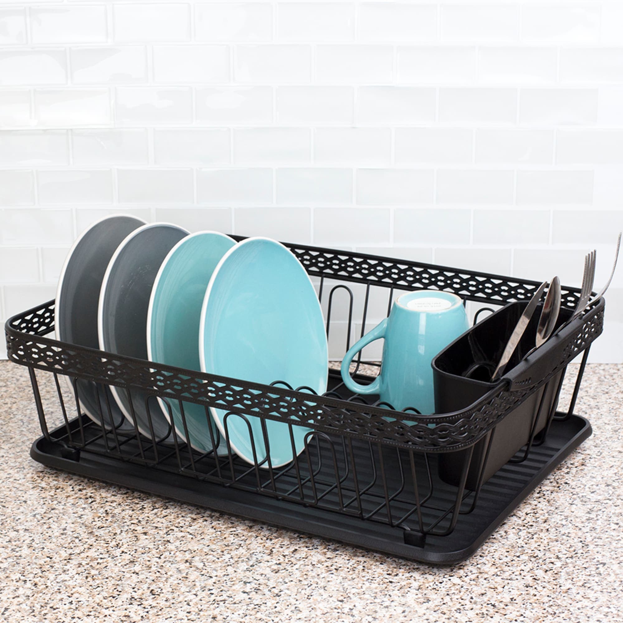 Home Basics 3 Piece Decorative Wire Dish Rack, Black $20.00 EACH, CASE PACK OF 6