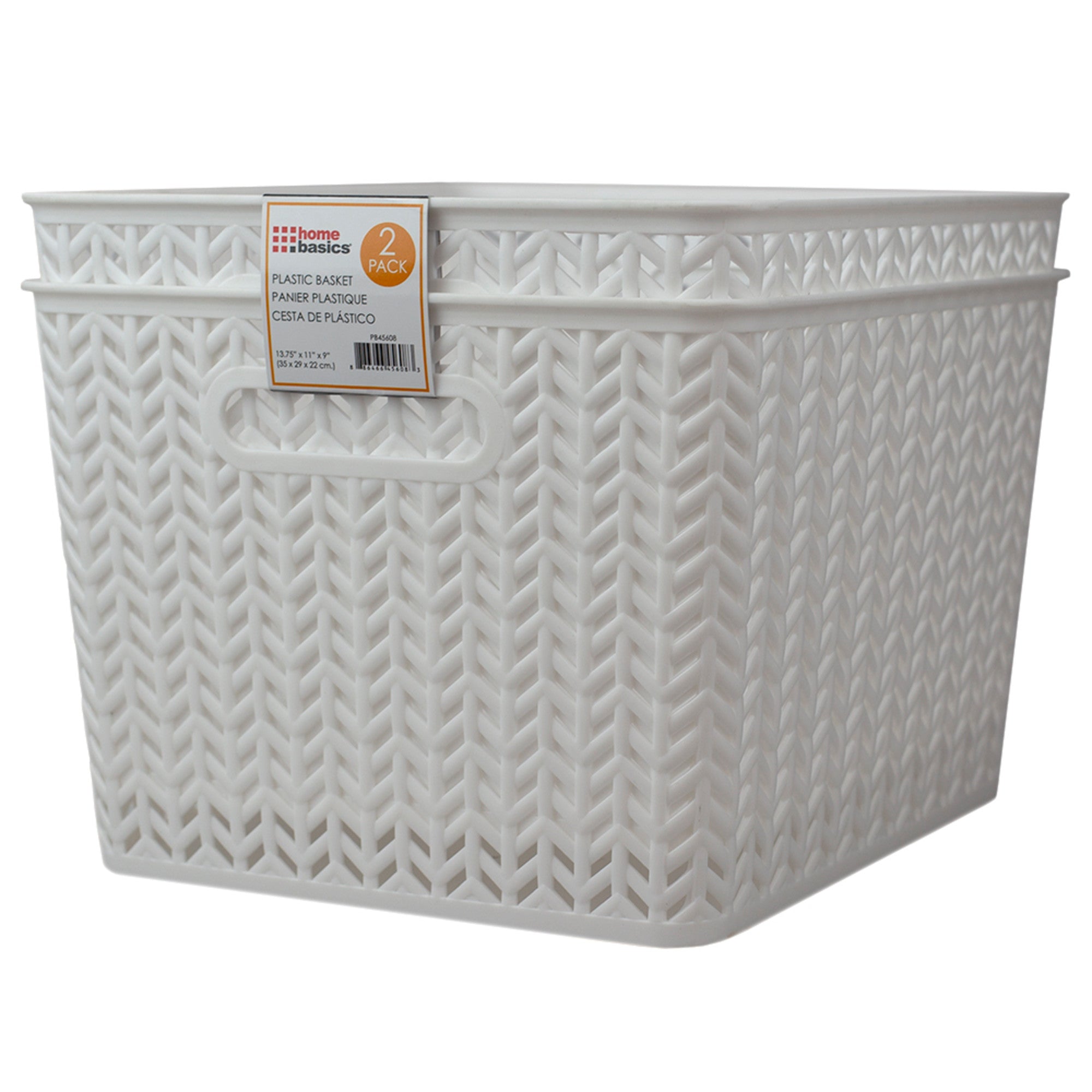 Home Basics Chevron 14" x 11.75" x 8.75" Multi-Purpose Stackable Plastic Storage Basket, (Pack of 2) - Assorted Colors