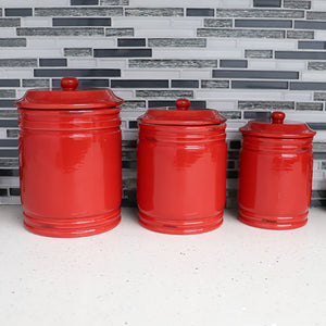 Home Basics Bella 3 Piece Ceramic Canisters, Red $20 EACH, CASE PACK OF 2