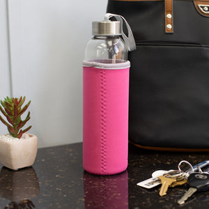 Home Basics Glass Travel Bottle with Insulator - Assorted Colors