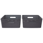 Load image into Gallery viewer, Home Basics Triple Woven 14&quot; x 11.5&quot; x 5.25&quot; Multi-Purpose Stackable Plastic Storage Basket, (Pack of 2) - Assorted Colors
