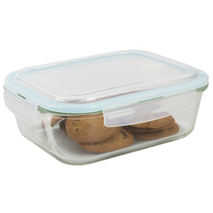 Home Basics 74 oz. Rectangle Borosilicate Glass Food Storage Container with Plastic Locking Lid $9.00 EACH, CASE PACK OF 12