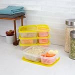 Load image into Gallery viewer, Home Basics 3 Section Plastic Food Storage Containers, (Set of 4), Yellow $6.00 EACH, CASE PACK OF 12
