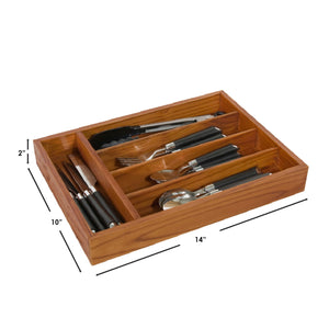 Home Basics Natural Pine 5 Compartment Cutlery Organizer Tray $6.50 EACH, CASE PACK OF 12