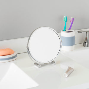 Home Basics Double Sided Tabletop and Countertop Portable Cosmetic Mirror, Chrome $8.00 EACH, CASE PACK OF 12