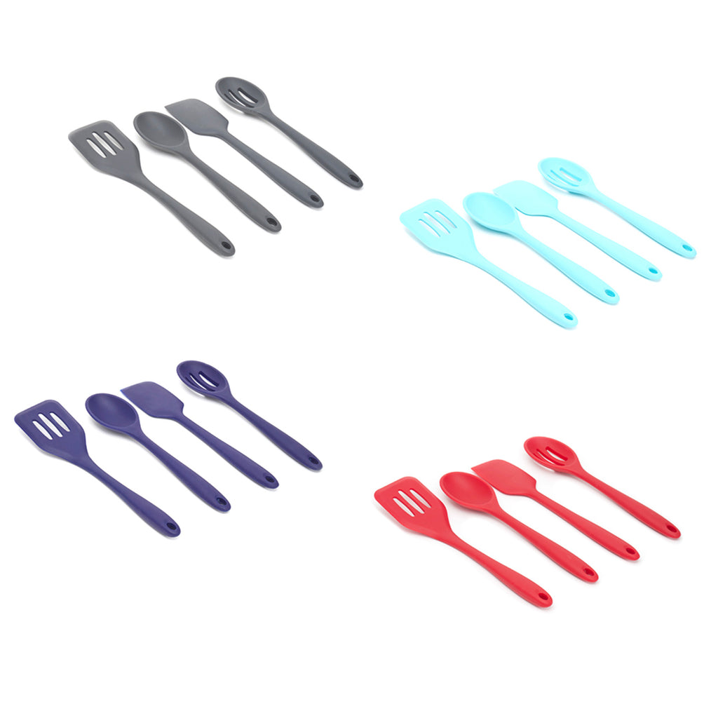 Home Basics 4 Piece Silicone Kitchen Starter Tool Set - Assorted Colors