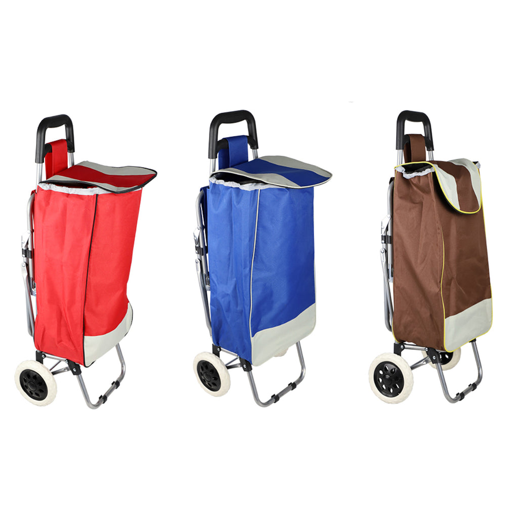Home Basics Solid Shopping Cart with Foldable Built-in Seat - Assorted Colors