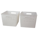 Load image into Gallery viewer, Home Basics Crossweave  14&quot; x 11.5&quot; x 8.75&quot; Multi-Purpose Stackable Plastic Storage Basket, (Pack of 2) - Assorted Colors
