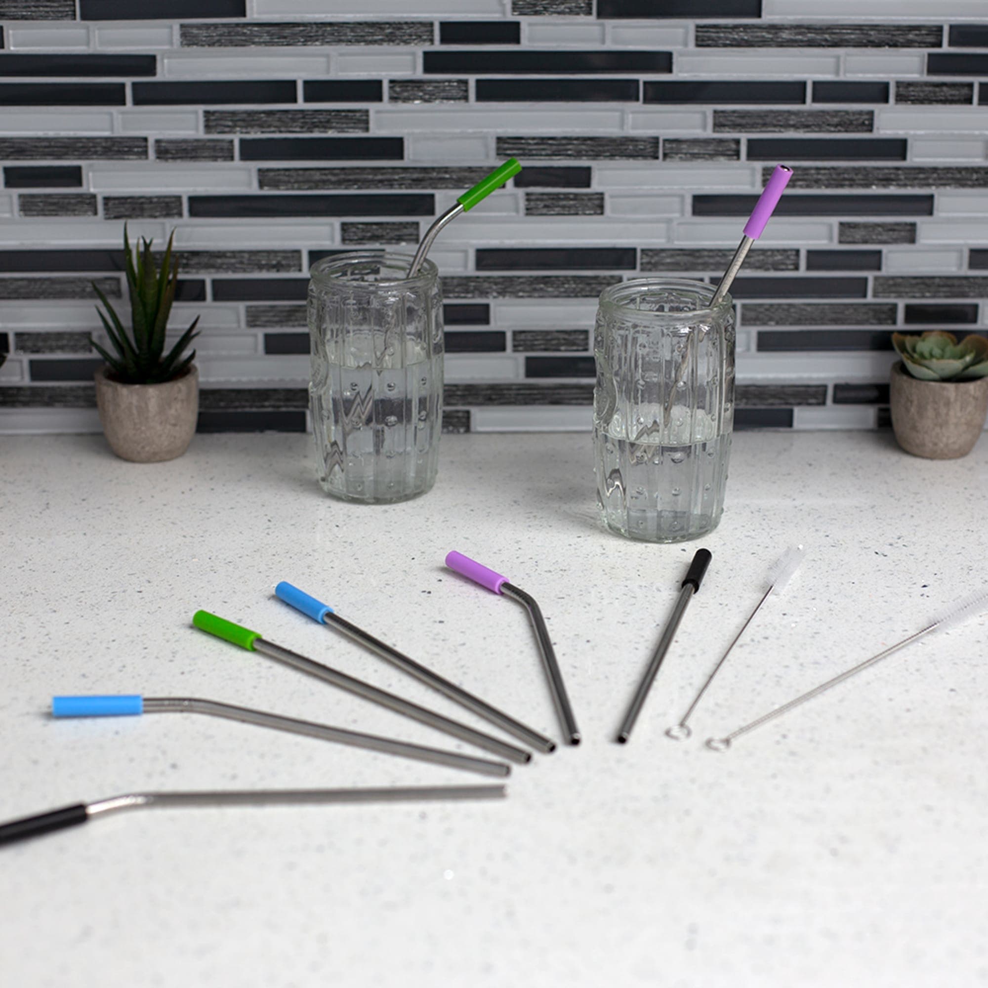 Home Basics Soft Silicone Tip Stainless Steel Straw Set, Multi-color, (Pack of 10) $4.00 EACH, CASE PACK OF 24