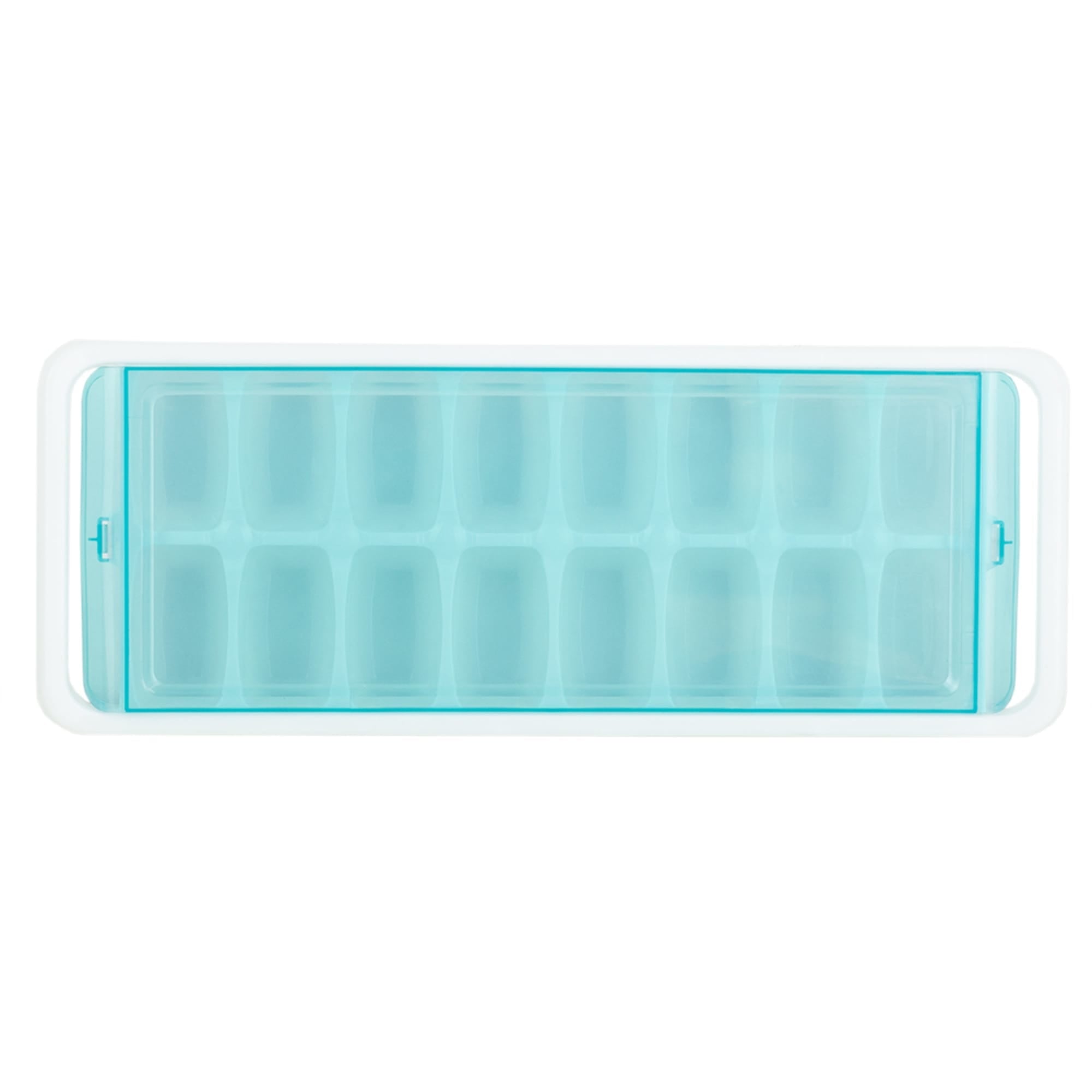 Home Basics 16 Compartment Square Plastic Stackable Ice Cube Tray with Snap-on Cover, Blue $2.00 EACH, CASE PACK OF 12