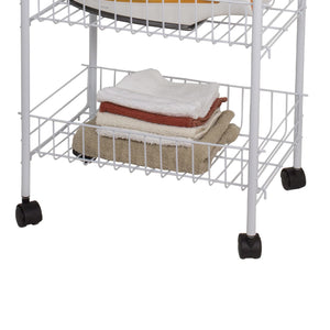 Home Basics 4 Tier Steel Kitchen Trolley, White $15.00 EACH, CASE PACK OF 6