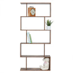 Load image into Gallery viewer, Home Basics Geometric 5 Tier Book Shelf, Brown $50 EACH, CASE PACK OF 1
